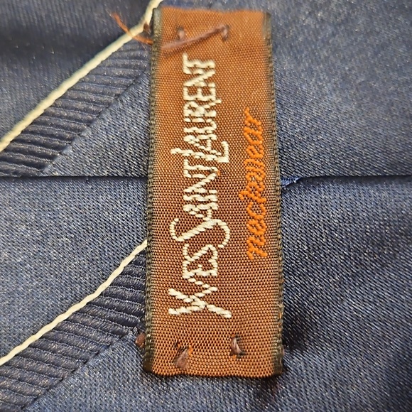 Yves Saint Laurent Navy Blue Striped Tie W Logo - Picture 4 of 6